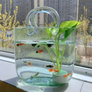 Clear Glass Vase Fish Tank Tote Bag Flower Handbag Bag