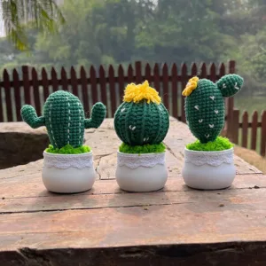 Crochet Succulent Plants Bonsai Artificial Cactus Flowers