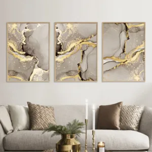 Marble Beige Gold Abstract Wall Art Posters Luxury Canvas