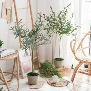 Large Tree Artificial Green Leaf Olive Branch Fruit Fake Plant