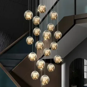 Nordic Led Staircase Ceiling Chandelier Dimmable for Kitchen