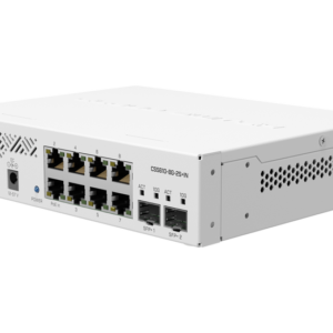 Mikrotik CSS610-8G-2S+IN Eight 1G Ethernet ports and two SFP+ ports for 10G fiber connectivity. Portable, powerful and extremely cost-effective