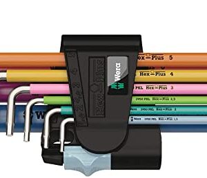 Wera 3950Spkl/9Metric Hex Key Set Multicolour, Set of 9Stainless Steel