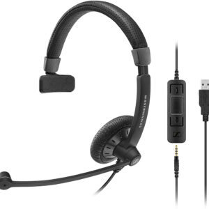 Sennheiser SC 45 USB MS (507083) - Single-Sided Business Headset | For Skype for Business, Mobile Phone, Tablet, Softphone, and PC | HD Sound & Noise-Cancelling Microphone (Black)